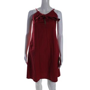 Shannon Mclean Womens Sleeveless Knee Length Sun Dress Red Cotton Size Medium